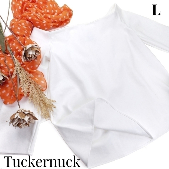 Tuckernuck White Bateau 3/4 Sleeve Thick Rayon Top Size L